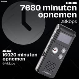 Prestara - Professionele Digitale Voice Recorder – Draagbare Dictafoon met 560 Uur Opnamecapaciteit en Kristalhelder Geluid! — thumbnail 2