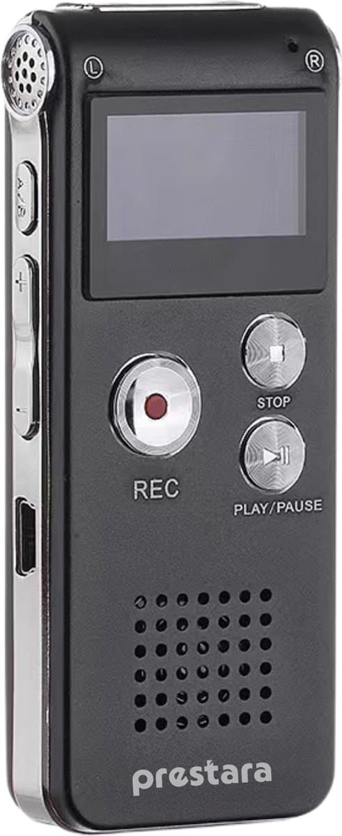 Prestara - Professionele Digitale Voice Recorder – Draagbare Dictafoon met 560 Uur Opnamecapaciteit en Kristalhelder Geluid! — afbeelding 1