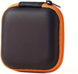 Oortjes Opberg Hoesje Voor Earphnes I Case Voor In-ear koptelefoon I Oortyejs Case | Headphone Organizer | Opbergcase Laadkabels I Zwart/Oranje — thumbnail 4