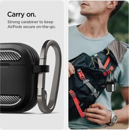 Spigen Rugged Armor Hoesje geschikt voor Apple AirPods 4 (2024) Zwart — thumbnail 2