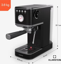 Klarstein Steelpresso Slim Portafilter Machine - 20 Bar - 1350 W - 1.2 Liter Watertank - Stoompijpje - Roestvrijstalen behuizing - Compact - Zwart — thumbnail 5