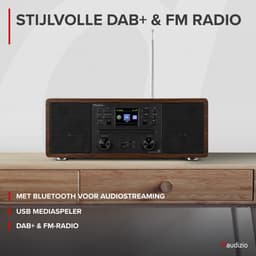 Internetradio - Audizio Avola alles-in-één radio met Bluetooth - DAB+/FM - CD speler - Houtlook — thumbnail 2