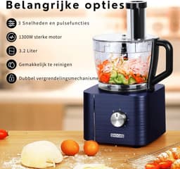 Rolu Keukenmachine – Foodprocessor – 11-in-1 Keukenmachine – 1300W – BPA Vrij – 3.2 Liter Mengkom – 27x40x40 CM — thumbnail 4