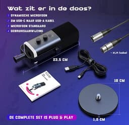 FIFINE AM8 - Complete set - Met XLR Kabel - USB / XLR Studio Microfoon - Geschikt voor PC/PS4/PS5 - RGB - Podcast - Gaming - Streaming - Zwart — thumbnail 2