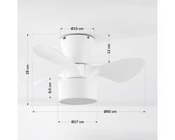 LumenXL - Compacte witte plafondventilator incl. LED en afstandsbediening - Vejas