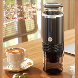 Draagbaar Koffiezetapparaat voor Onderweg - Draadloos voor in de Auto-Capsule Koffie - Gemalen Koffie - Cups - Oplaadbaar - Draagbare Koffiemachine - Zwart-24.5x7.5x7.5cm — thumbnail 5