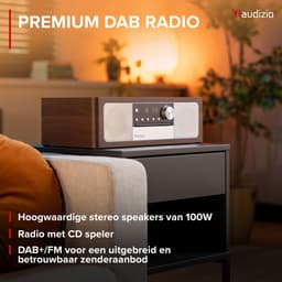 Premium DAB radio - Audizio Lunata - Bluetooth radio met CD speler - High-end speakers - Hout/zilver — thumbnail 2