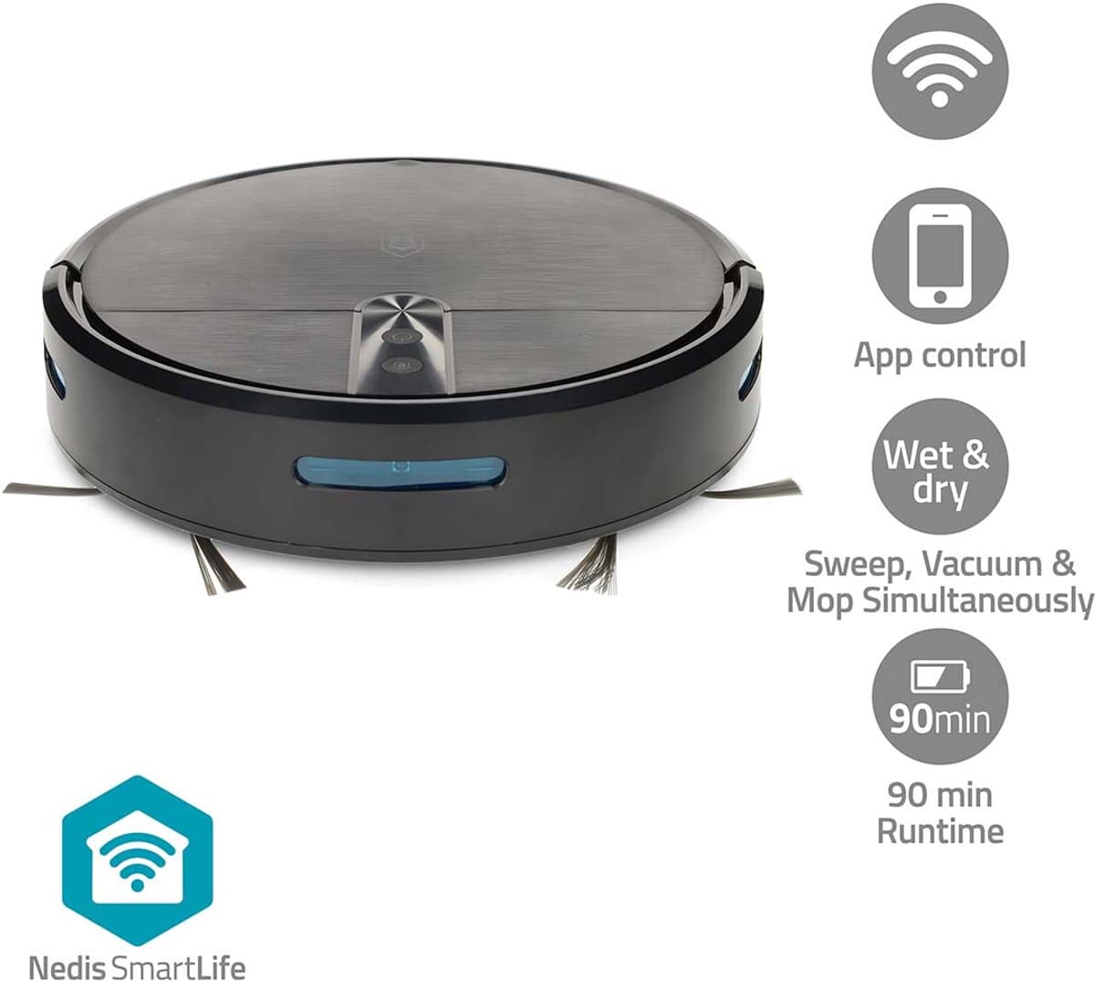 Nedis SmartLife Robotstofzuiger - 2.000 Pa Zuigkracht - Dweilfunctie - Incl. App — afbeelding 1