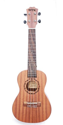 WK Concert 23 inch Ukelele-unieke Hoge kwaliteit toonnauwkeurigheid -hout met gouden textuur-Natuur gemaakt sapele hout- Hoge hardheid en zeer duurzaam -Inclusief accessoires- Professionele studie-met tas-Ukelele Gitaar — thumbnail 5