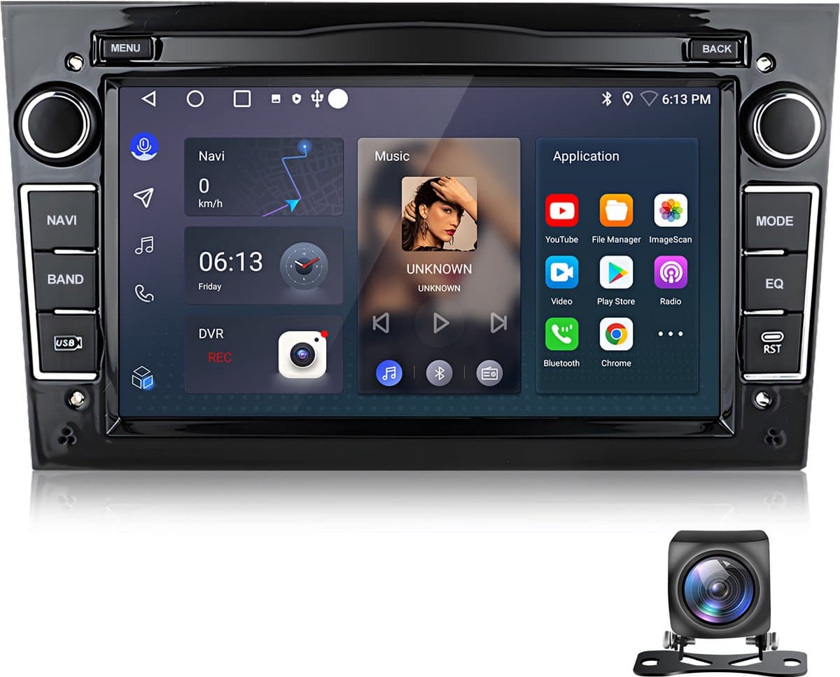 Junsun Android 15 Autoradio Geschikt Voor Opel Astra H Corsa C & D Agila Combo Antara Vectra Zafira Meriva Vivaro Tigra, Draadloze CarPlay - Achteruitrijcamera- DAB+ - GPS-Navigatie - SWC- Bluetooth, WiFi, FM, RDS, 7-inch Touchscreen, DSP, Quad-Core — afbeelding 1
