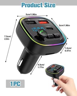 Bluetooth Transmitter - Bluetooth 5.3 FM-zender - Carkit - handsfree draadloze autoadapter - snel opladen - draadloze Bluetooth MP3-speler - handsfree bellen - USB-ondersteuning - 2 USB 5V/3A-poorten en 1 Type-C-poort — thumbnail 4