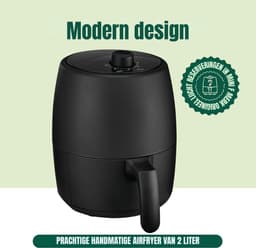 Quvo® Mini Airfryer - Heteluchtfriteuse - Airfryer - Zwart - 22cm x 28cm x 27cm — thumbnail 2