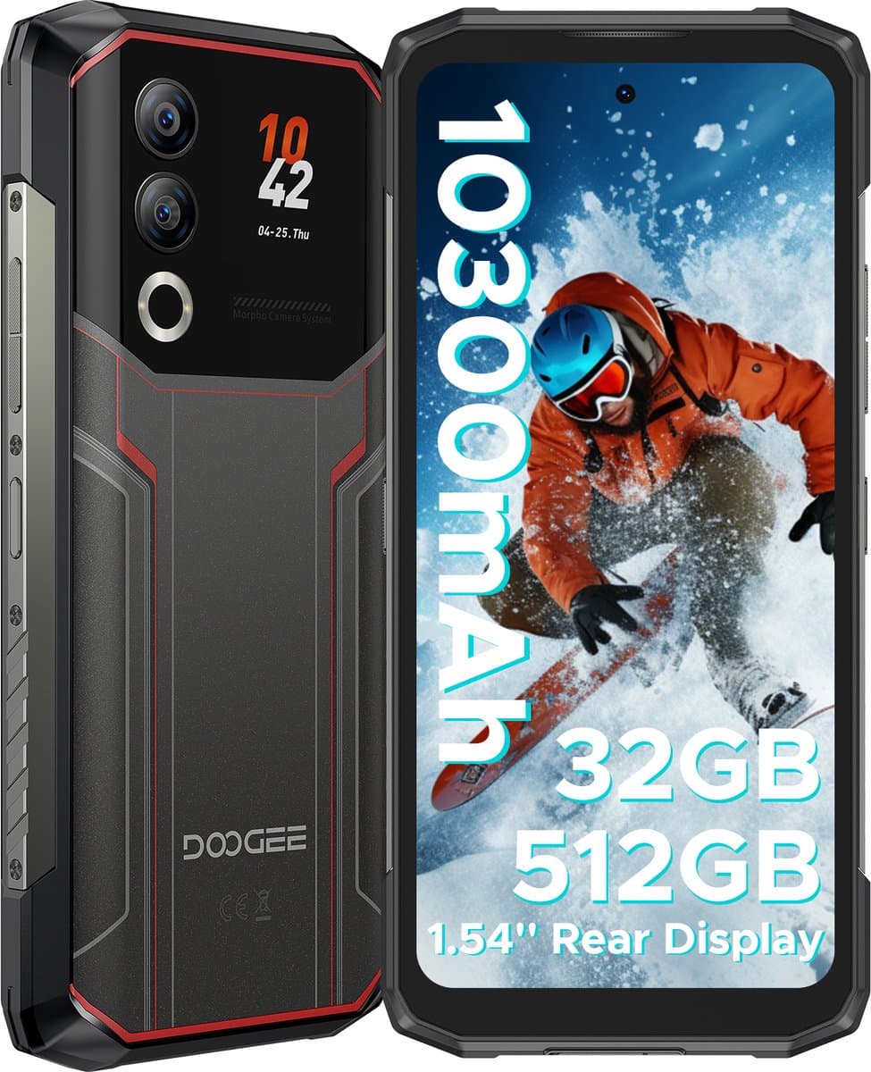 DOOGEE Blade20 Ultra - Smartphone - Telephone - 10300mAh /18W - 32GB RAM +512GB ROM - 6.6 inth +90Hz HD - T7250 octa core -Android 14 - IP68 - Rood — afbeelding 1