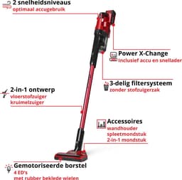 Einhell Accu Steelstofzuiger TE-SV 18 Li Kit - Power X-Change - 18 V/Li-ion - 0,6 L reservoir - 4 LED's - ECO/BOOST modus - Gemotoriseerd vloermondstuk - Incl. 4.0 Ah accu en lader — thumbnail 2