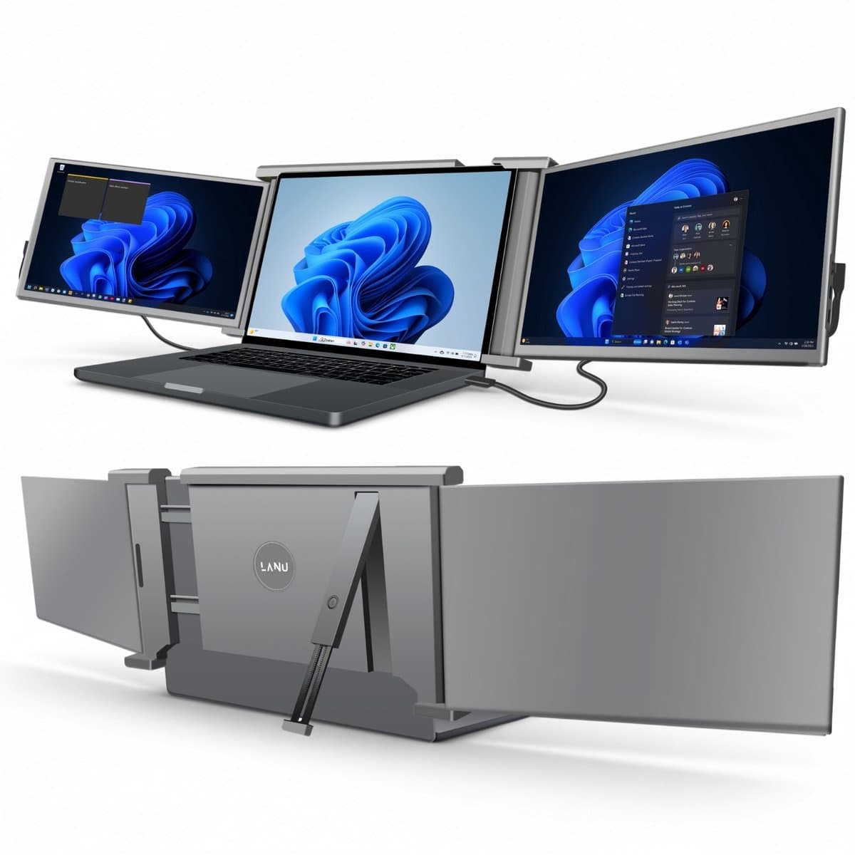 Triple Portable Monitor Expert 15.6" MultiCable - Full HD Draagbare monitor met USB-C & HDMI - Tri screen - Plug & Play - Incl. Draagtas — afbeelding 1