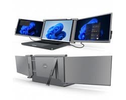 Triple Portable Monitor Expert 15.6" MultiCable - Full HD Draagbare monitor met USB-C & HDMI - Tri screen - Plug & Play - Incl. Draagtas