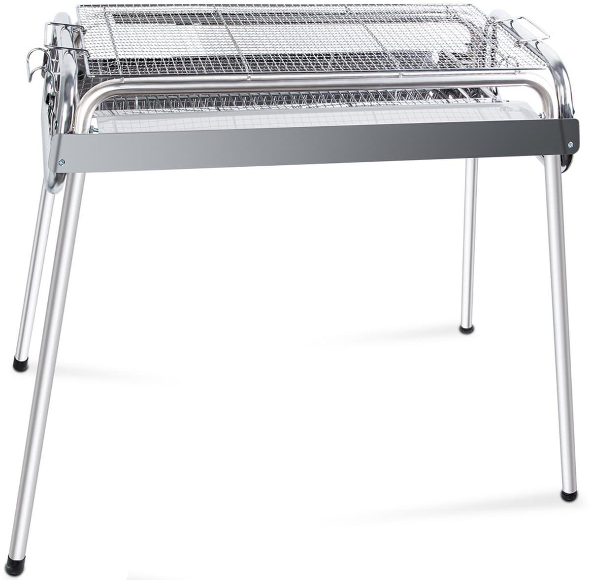 Trendello RVS 430 bbq houtskool - Barbecue houtskool - Houtskoolbarbecues - Verstelbare twee hoogte - Camping barbecues- Barbeque - Grilloppervlak (L x B) 60 x 26 cm — afbeelding 1