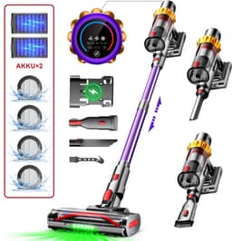 Hiaonyx steelstofzuiger - steelstofzuiger draadloos - 75000pa - 8*2200mAh - LED Verlichting - Geschikt voor Tapijten - twee batterijen - paars — thumbnail 1