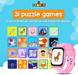 TeddiQ Playwatch - Kinder Smartwatch - Kinderhorloge - Roze - 31 educatieve games - Smartwatch Kind - HD Scherm — thumbnail 3