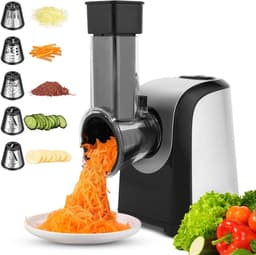 Elektrische Groentesnijder - Keukenmachine Rasp - Snel Ingrediënten Bereiden - Vijf Raspopzetstukken - 305 x 195 x 245 cm - Zwart — thumbnail 1
