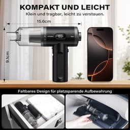 Handstofzuiger, 11000PA autostofzuiger, draadloos, opvouwbare mini-autostofzuiger met krachtige borstelloze motor , draagbare stofzuiger voor huisdierenhaar, voertuigen — thumbnail 5
