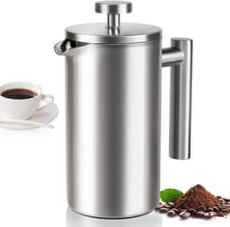 Franse pers koffiezetapparaat 12 oz - 1-2 kopjes capaciteit - Roestvrij staal, Elegant ontwerp voor thuis en camping — thumbnail 1