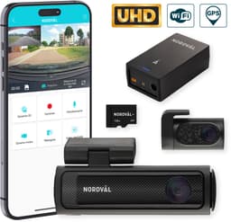 Nordväl DC202-2CH Dashcam – Incl. 128GB SD Kaart & BP125 Battery Pack – 4K Ultra HD voor en 2K QHD achter – Wifi – GPS – Parkeermodus – Dashcam voor auto – Auto Camera — thumbnail 1