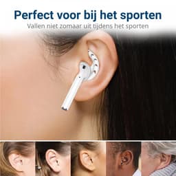 Sport Siliconen Earhooks Geschikt voor Apple AirPods (1 & 2) - Siliconen Oorhaken - Geschikt voor o.a. Hardlopen, Fietsen, Sportschool - Wit (3-Pack) — thumbnail 2