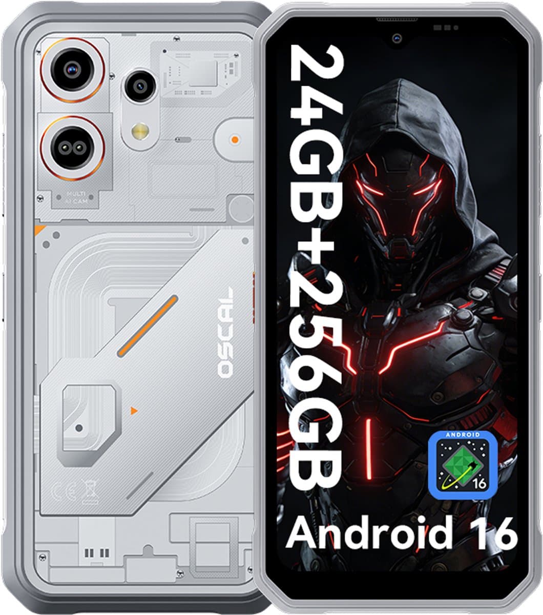 OSCAL MARINE 3 - Robuuste Smartphone - 4G - 24GB RAM - 256GB ROM - 6.56 inch - Robuuste Telefoon - Nachtzicht - Android 16 - NFC - GPS - Wit — afbeelding 1