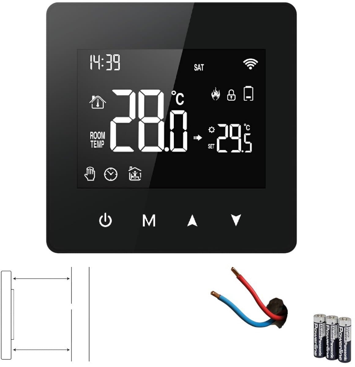 Thermostaat | Zigbee Touchscreen Opbouw voor Aan/Uit CV | Tuya Smart Life app | Open raam detectie | Zwart — afbeelding 1