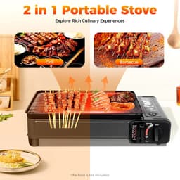 Deliqa gas BBQ - draagbare bbq op gas - gasbqq - camping kookgrill - buitencamping bbq - zwart - met accessoires - — thumbnail 5