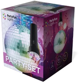 PartyFunLights - Roterende Spiegelbol Partyset met Multi-Color LED - inclusief motor - 20cm spiegelbol - 8 lichtpunten — thumbnail 5