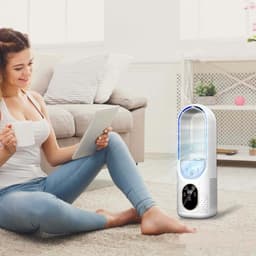 Draagbare airconditioner met ventilator, verdampingskoeler, USB-airconditioner met ventilatorsnelheid en timer, mini-bureauventilator, geschikt voor kantoorgebruik (wit). — thumbnail 5