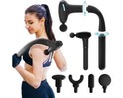 Massagepistool - Spierontspanning - Herstel na sport - 3-in-1 afneembaar ontwerp - 4 massagekoppen - Zwart