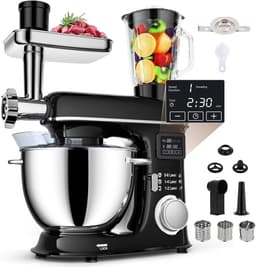 Keukenmixer - Bakmachine Beslagmaker - Veelzijdige Keukentaken - 7 Snelheden Digitale Display - 8 Liter Kom - Zilver — thumbnail 2