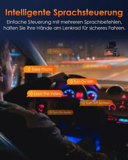 VANTRUE E3 3 Lens Dashcam 5GHz WiFi with Voice Control, 1944P + Dual 1080P Front Rear Car Camera with GPS, IR Night Vision, 24 Hours Parking Monitoring Car Camera Truck Car, Max 512G — thumbnail 4