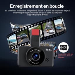 Autodashcam voor met 64 GB SD-kaart, 1080P FHD 3" autodashcam, autodashcam met 170° groothoek, nachtzicht WDR, loopopname — thumbnail 4