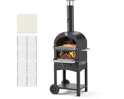 VEVOR Pizzaoven 12 Inch Pelletoven, 2-Laags Houtgestookte Pizzaoven, Houtgestookte Buitenoven met 2 Afneembare Wielen, Pizzamaker met Een Maximale Temperatuur van 540 °C voor Grillen