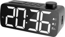 YUCONN Wekkerradio - Wekker Kinderen - Kinderwekker - Grote LED Cijfers - Wekkers Digitaal - Dimbaar Display - Sleeptimer - Wit — thumbnail 1