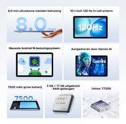 DOOGEE Tab G5 - Tablet - 20GB + 128GB (2TB TF) - 4G LTE - Android 16 - 10 inth 120Hz IPS HD - Unisoc T7200 - 7500mAh - 2 Lautsprecher - Widevine L1 - Face ID - GPS - Blauw — thumbnail 3