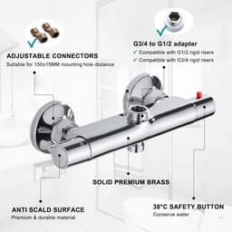 Thermostaat Douchekraan met Twee Uitgangen - Anti-verbrandingsbeveiliging — thumbnail 4