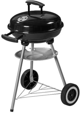Houtskool BBQ -Goliving Houtskool Barbecue - Ø34cm - Inclusief Accessoires - Houtskoolbarbecues op Wielen - BBQ met Deksel - Rond - - Zwart - Metaal — thumbnail 1