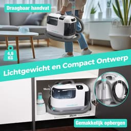 Stofzuiger met stoomfunctie en tapijtreiniger - 3-in-1 reiniger met heet water (60°C) en stoom (100°C) - Dubbele tank (1,8L schoon / 1,3L vuil) - Voor tapijt, bank, auto en vloeren - Inclusief reinigingsmiddel — thumbnail 2