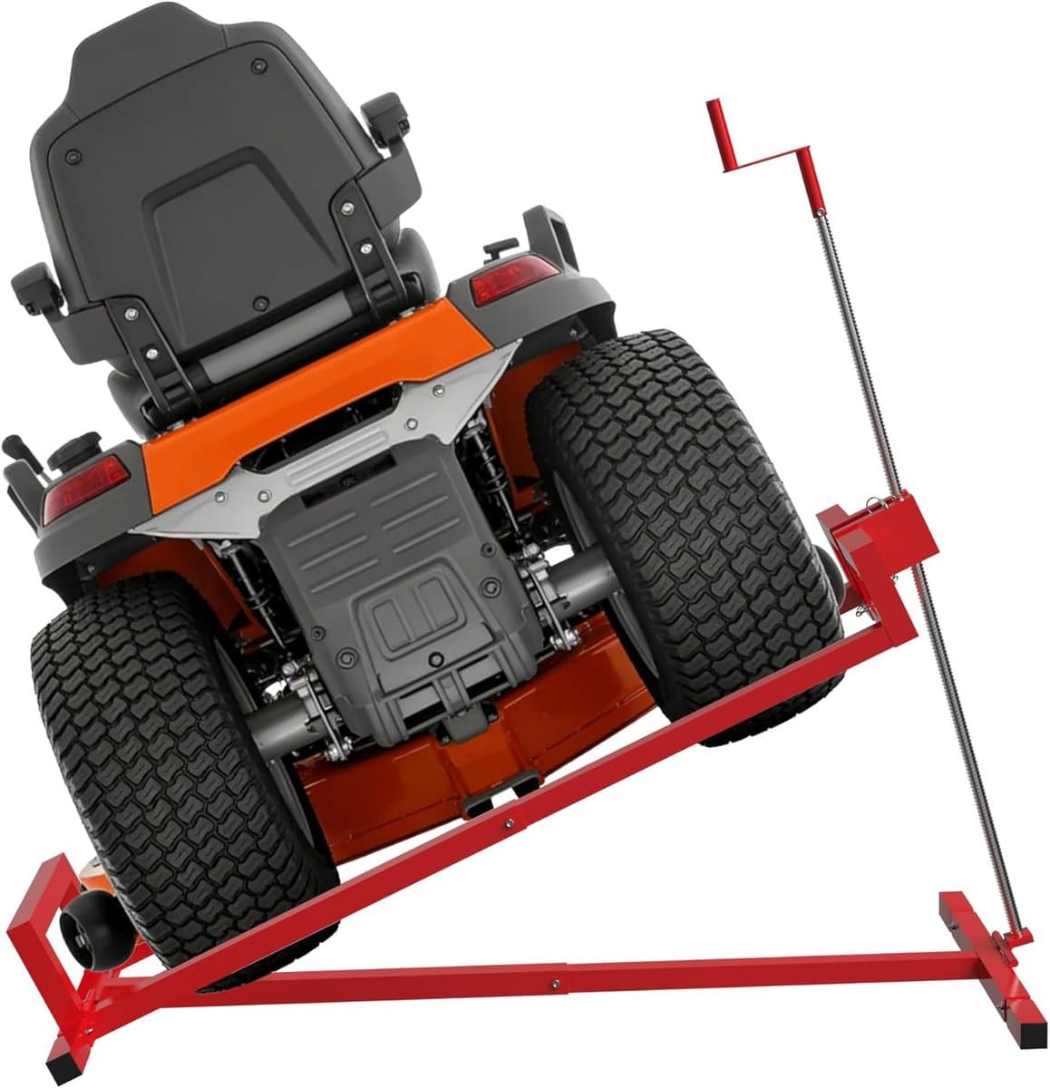 Stalen Grastractor Lift - Opvouwbare Grasmaaier Lift - 45° Kanteling - Verstelbaar Liftplatform Met Handkruk - Handmatig Hefapparaat - Maximaal Belasting 400 kg - Voor Grastractor En Zitmaaier - Rood - NAIZY — afbeelding 1