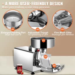 Cellista Elektrische Tomatenzeef - tomaten pureerder - tomaat - 370W - 90-160 kg/u Capaciteit - RVS 304 - Commerciële Kwaliteit - tomatenpasser - voedselzeef - passeermachine — thumbnail 2