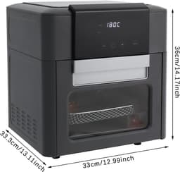 RWB® Airfryer XXL - Mini-oven - Heteluchtfriteuse - Grijs - ‎34x33x36cm — thumbnail 2