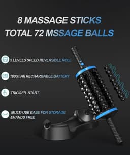 Flolife - Percussiemassage Gun met Rolling Head – 5 Snelheden – Elektrische Deep Tissue Massager – Handsfree Standaard – Oplaadbaar – Spierherstel & Ontspanning — thumbnail 2