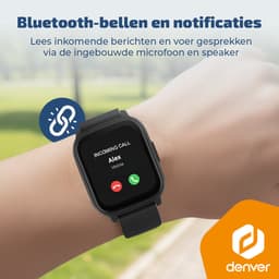 Denver Smartwatch - Android iOS - Notificaties - Sporthorloge - Hartslagmeter - Saturatiemeter - Slaapmonitor - SWC184B - Zwart — thumbnail 2