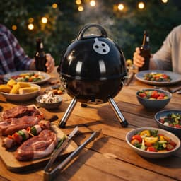 BBQ houtskool met deksel – Compact - BBQ tafelmodel – zwart - BBQ Camping - Balkon BBQ - kleine BBQ — thumbnail 4