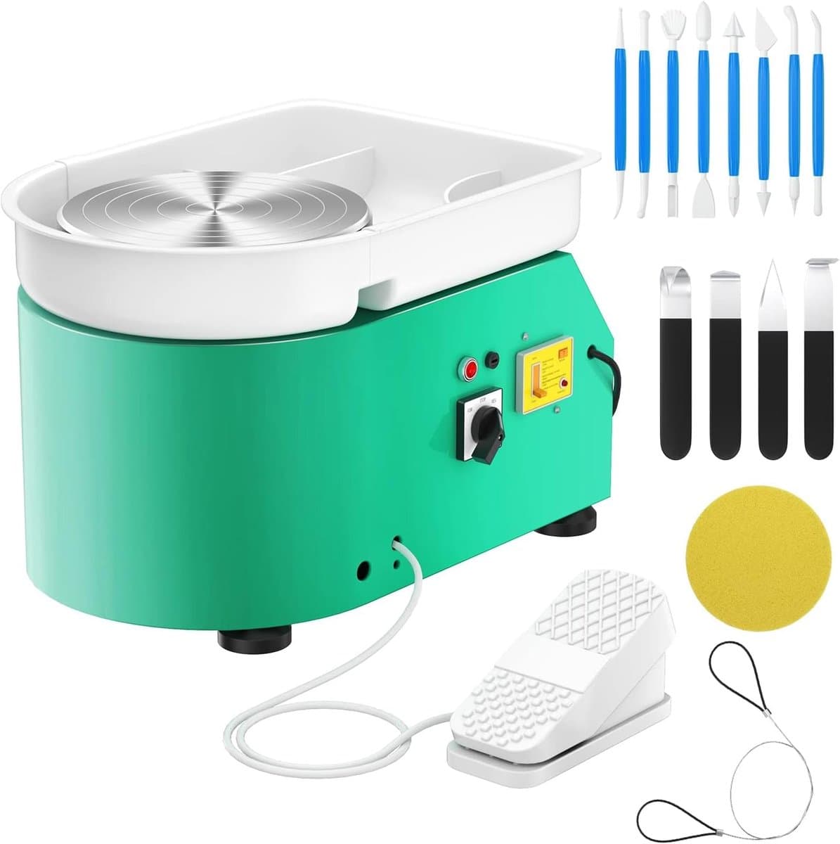 Elektrische pottenbakkersmachine - Keramiek wiel - Kunst maken - Krachtige 350W motor - 25 cm schijf - Groen — afbeelding 1
